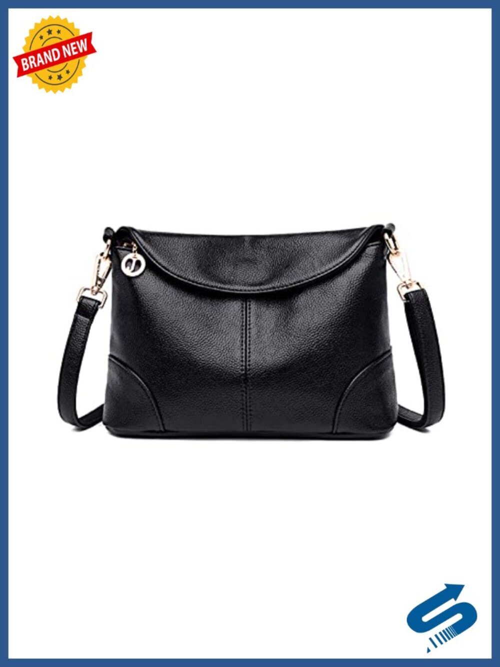 Vegan Leather Messenger Crossbody Bag with Multiple Pockets